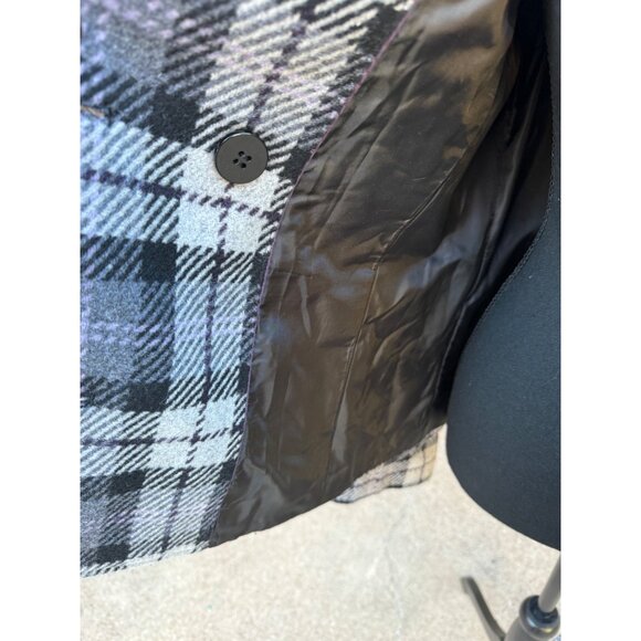 VTG 80s Maralyn Me Preppy Academic Plaid Wool Double Breasted Peacoat Jacket - Picture 10 of 11